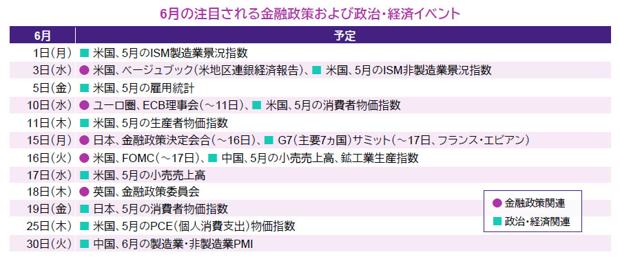 【図表】6月の注目される金融政策および政治・経済イベント