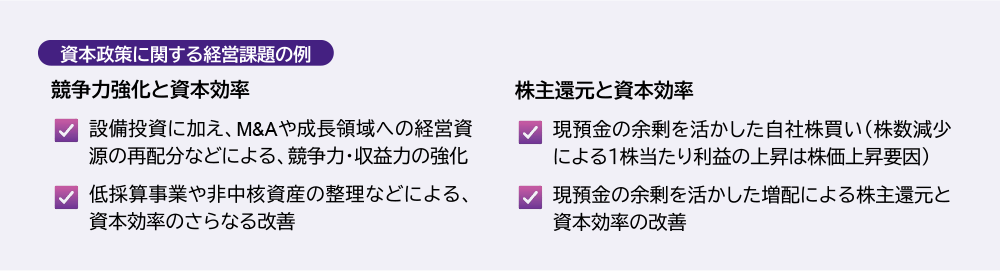 資本政策に関する経営課題の例
